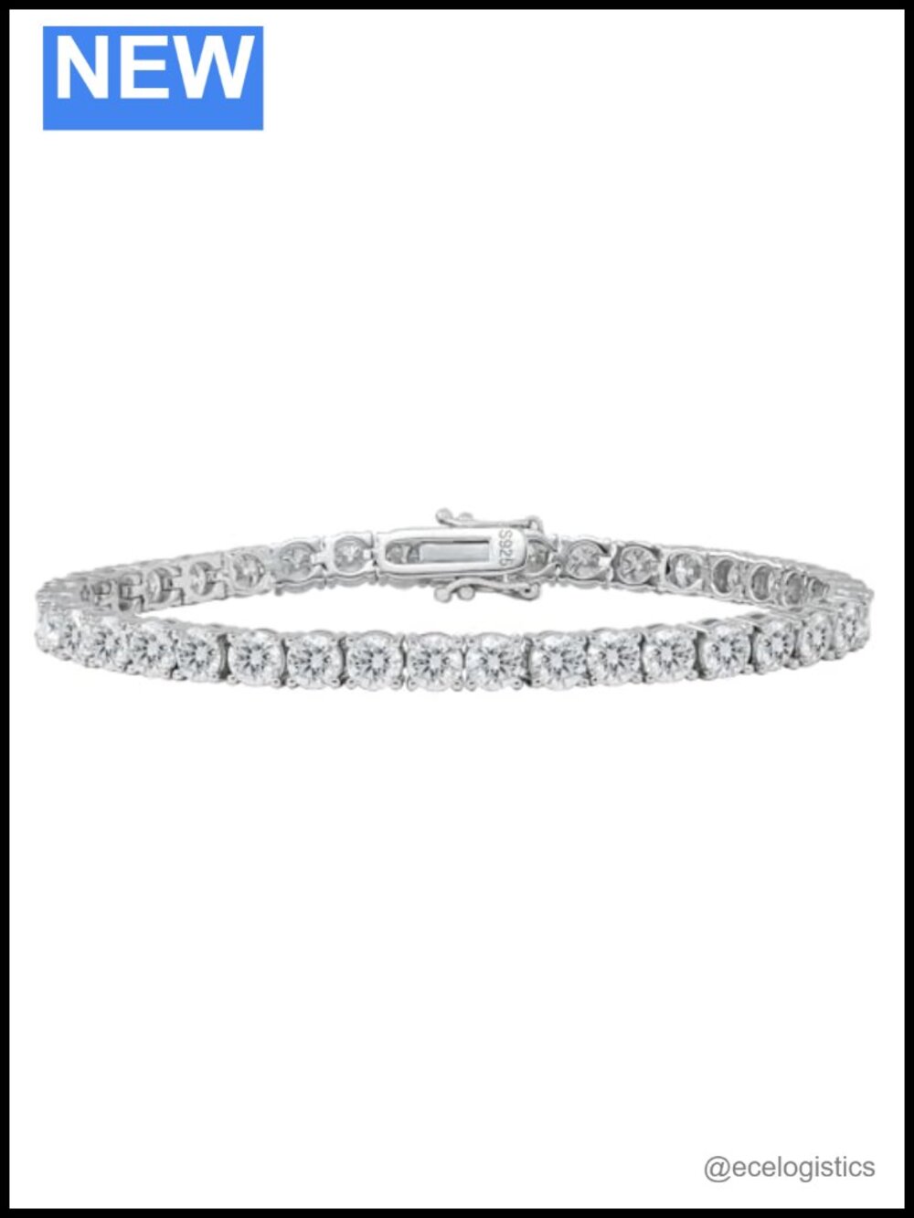 Moissanite Tennis Bracelet 925 Sterling Silver 18K White Gold Plated